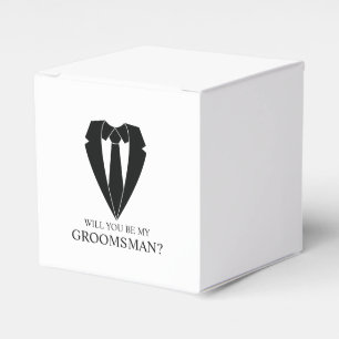 Black Wedding Suit Groomsman Proposal Favor Box