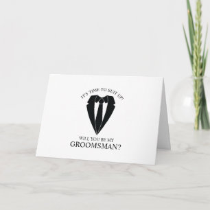 Black Wedding Suit Personalized Groomsman Proposal Invitation