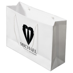 Black Wedding Suit Personalized Groomsman Proposal Large Gift Bag
