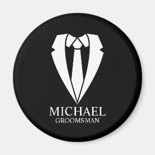 Black Wedding Suit Personalized Groomsmen Magnet