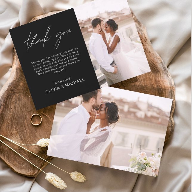 Black Wedding Thank You Photo Simple Elegant (Creator Uploaded)