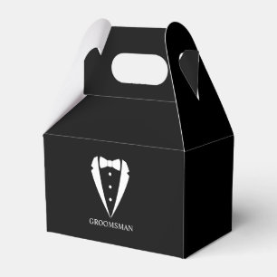 Black Wedding Tuxedo Suit and Bow Tie Groomsmen Favor Box