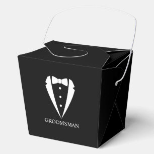 Black Wedding Tuxedo Suit and Bow Tie Groomsmen Favor Box