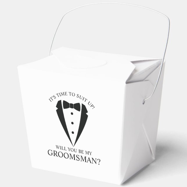 Black Wedding Tuxedo Suit Groomsman Proposal Favor Box (Front)