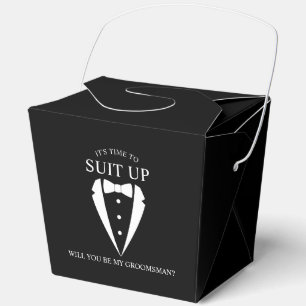Black Wedding Tuxedo Suit Groomsman Proposal Favor Box