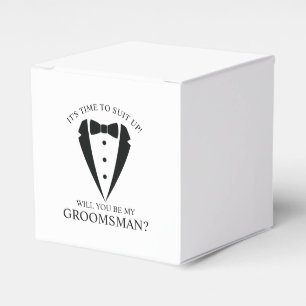 Black Wedding Tuxedo Suit Groomsman Proposal Favor Box