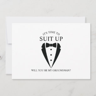 Black Wedding Tuxedo Suit Groomsman Proposal Invitation