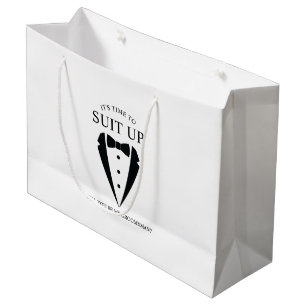 Black Wedding Tuxedo Suit Groomsman Proposal Large Gift Bag