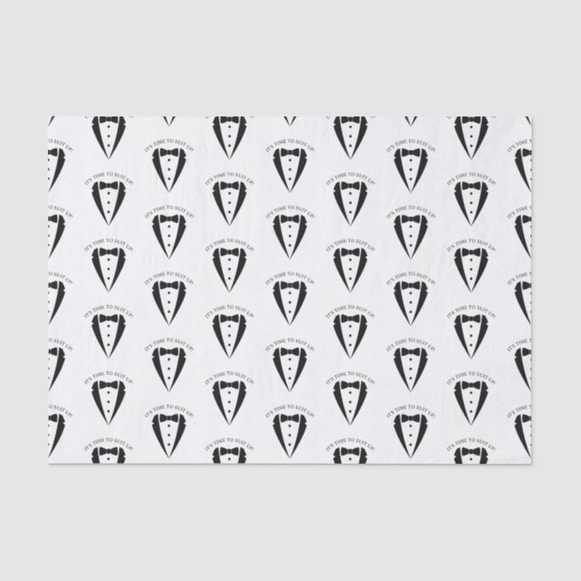 Black Wedding Tuxedo Suit Groomsman Proposal Tissue Paper (Front)