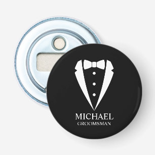 Black Wedding Tuxedo Suit Personalized Groomsmen Bottle Opener