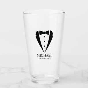 Black Wedding Tuxedo Suit Personalized Groomsmen Glass