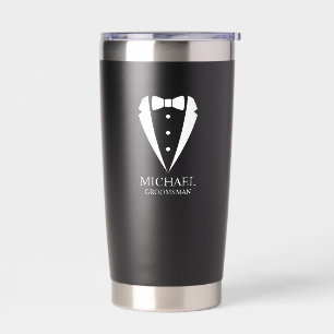 Black Wedding Tuxedo Suit Personalized Groomsmen Insulated Tumbler