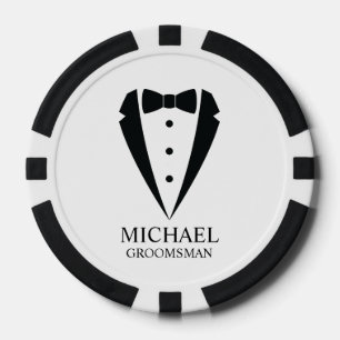 Black Wedding Tuxedo Suit Personalized Groomsmen Poker Chips