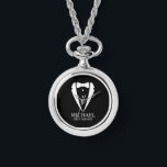 Black Wedding Tuxedo Suit Personalized Groomsmen Watch<br><div class="desc">Make Your Wedding Unforgettable – Add a personal touch with a custom groomsmen gift
featuring a tuxedo suit and bow tie illustration with a personalized groomsman's name and title in a classic serif font.

 A perfect keepsake for your groomsmen,  best man,  father of the bride,  and more!</div>