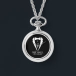 Black Wedding Tuxedo Suit Personalized Groomsmen Watch<br><div class="desc">Make Your Wedding Unforgettable – Add a personal touch with a custom groomsmen gift
featuring a tuxedo suit and bow tie illustration with a personalized groomsman's name and title in a classic serif font.
A perfect keepsake for your groomsmen, best man, father of the bride, and more!</div>