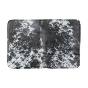 Black Western Cowhide Cow Print Bath Mat