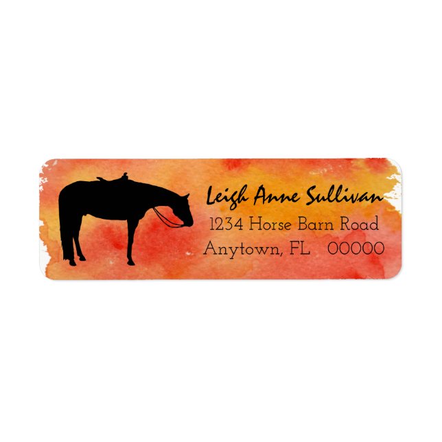 Black Western Horse Silhouette on Watercolor (Front)