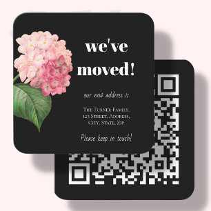 Black We've Moved Hydrangea Announcement Card