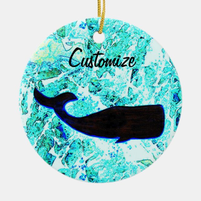 black whale customized Thunder_Cove Ceramic Ornament (Front)