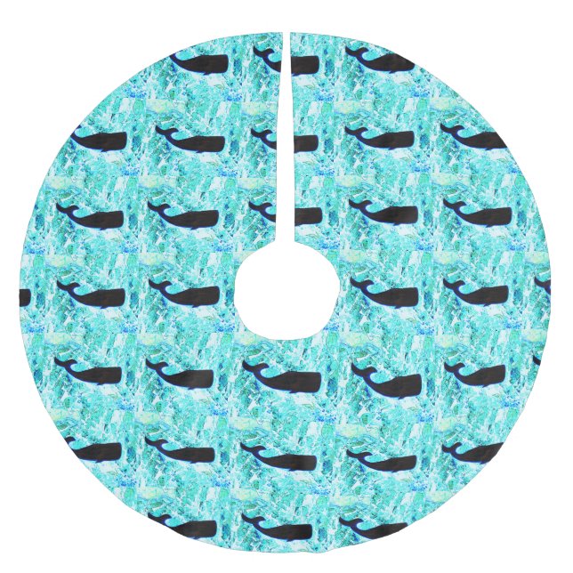 black whales blue Thunder_Cove Brushed Polyester Tree Skirt (Front)
