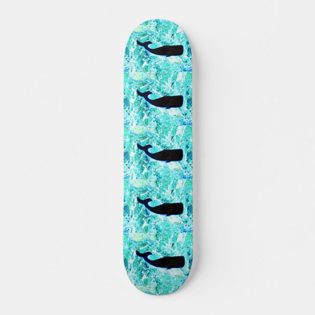 black whales blue Thunder_Cove Skateboard (Front)