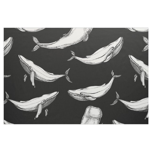 Black whales fabric (Fat Quarter)