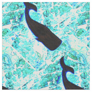 black whales pattern blue fabric