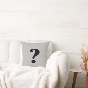 Black "What" on Light Grey Background Throw Pillow