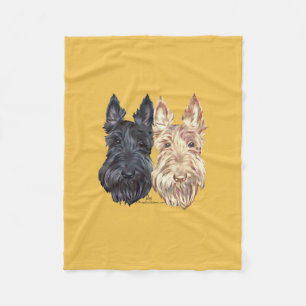Black & Wheaten Scottish Terriers Fleece Blanket