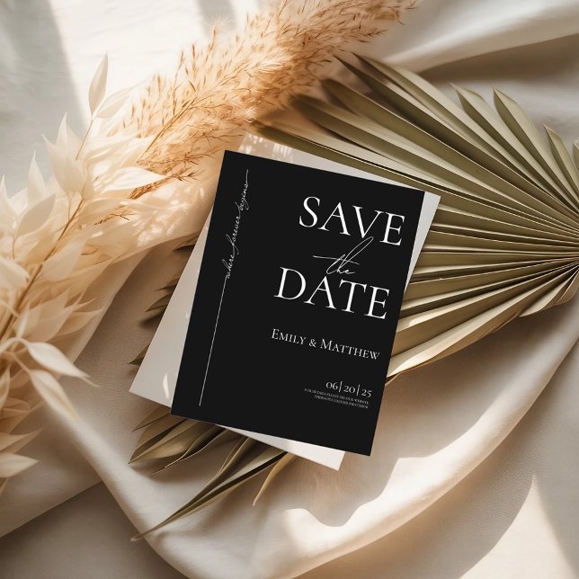 Black Where Forever Begins Save The Date Announcement Postcard (Creator Uploaded)