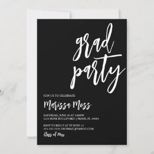 Black & While Grad Party Invitation