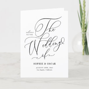 Black Whimsical Calligraphy Wedding Program