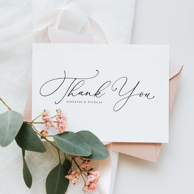Black Whimsical Calligraphy Wedding Thank You Postcard (Creator Uploaded)