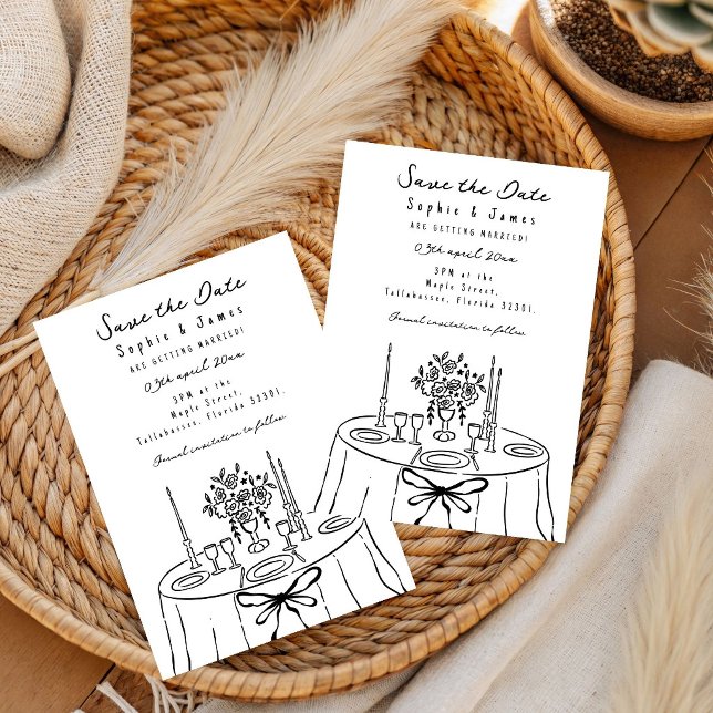 black Whimsical Hand-Drawn Trendy Wedding Invitation (Creator Uploaded)