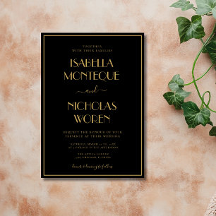 Black Whimsical Modern Quiet Wedding Invitation