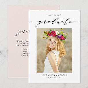 Black Whimsical Script 2026 Photo Graduation Announcement