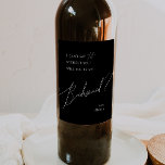 Black Whimsical Script Bridesmaid Proposal Wine Label<br><div class="desc">This black whimsical script bridesmaid proposal wine label is perfect for your classic simple black and white minimal modern boho bridal party proposal. The design features elegant, delicate, and romantic handwritten calligraphy lettering with formal shabby chic typography. The look will go well with any wedding season: spring, summer, fall, or...</div>