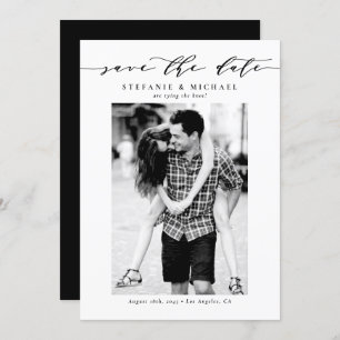 Black Whimsical Script Photo Save The Date