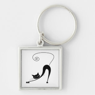 Black Whimsy Kitty 2 Keychain