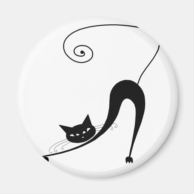 Black Whimsy Kitty 2 Magnet (Front)