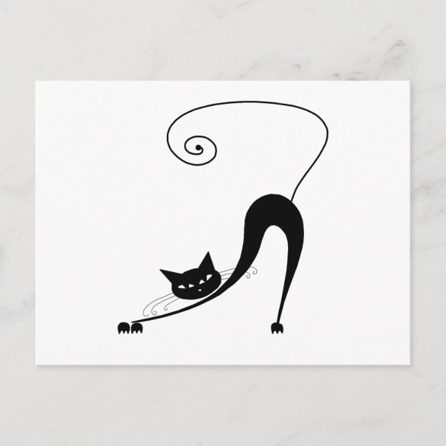 Black Whimsy Kitty 2 Postcard (Front)