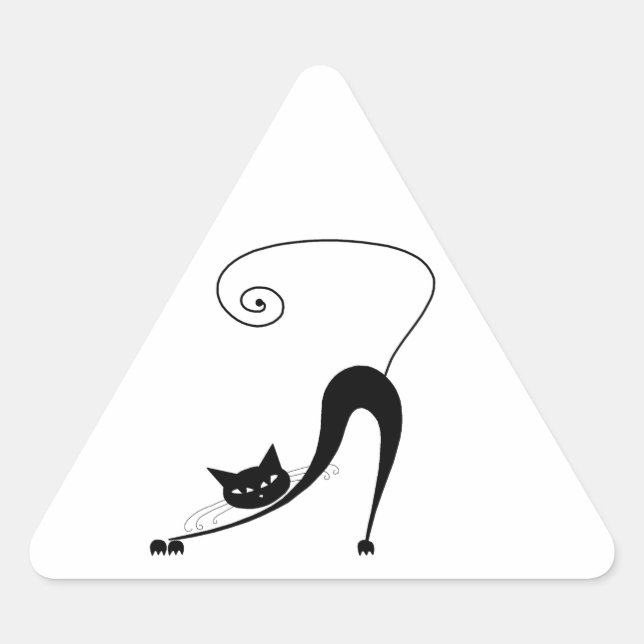 Black Whimsy Kitty 2 Triangle Sticker (Front)