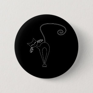 Black Whimsy Kitty 3 2 Inch Round Button