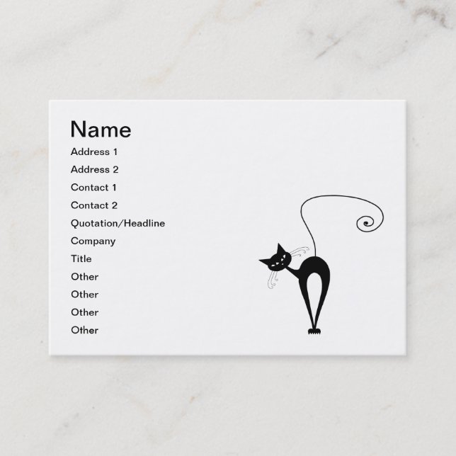 Black Whimsy Kitty 3 Business Card (Front)