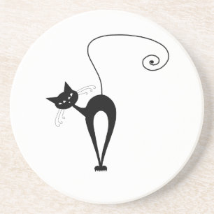 Black Whimsy Kitty 3 Coaster