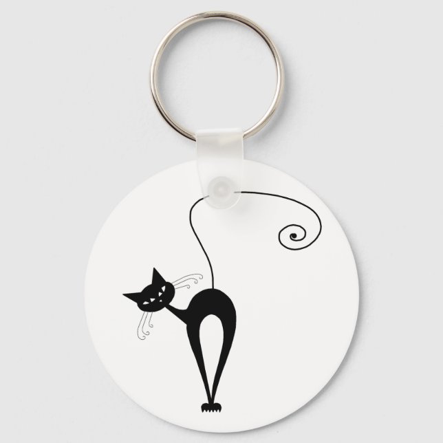 Black Whimsy Kitty 3 Keychain (Front)