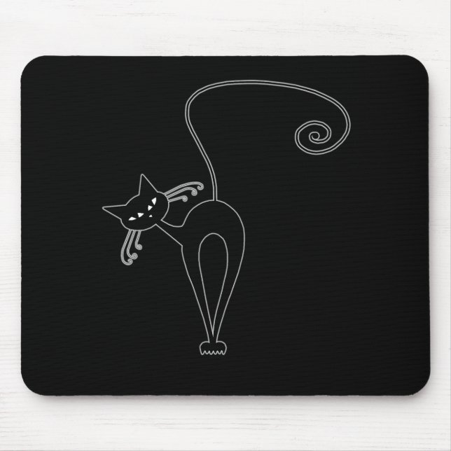 Black Whimsy Kitty 3 Mouse Pad (Front)
