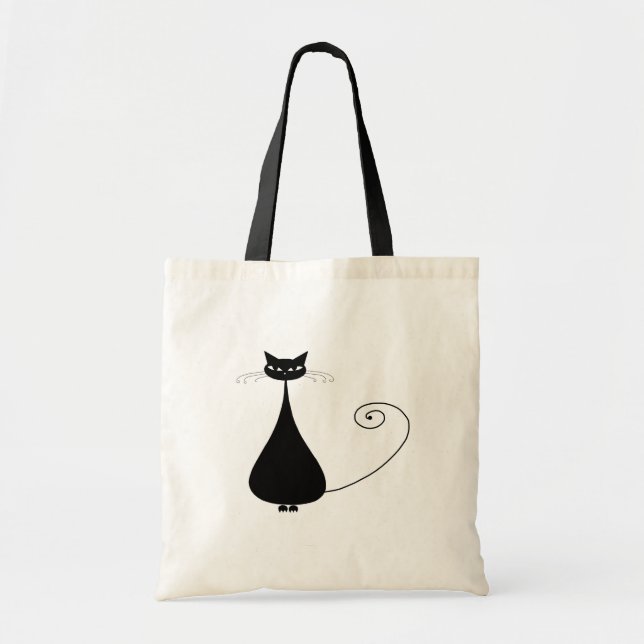 Black Whimsy Kitty 4 Tote Bag (Front)