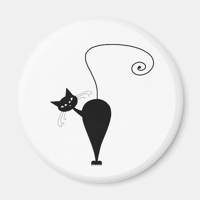 Black Whimsy Kitty 5 Magnet (Front)