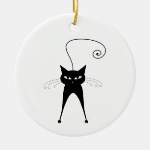 Black Whimsy Kitty 6 Ceramic Ornament